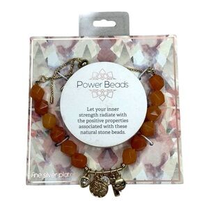 Power Beads Fine Silver Plated Natural Stone Bead Bracelet – Family Tree Charms